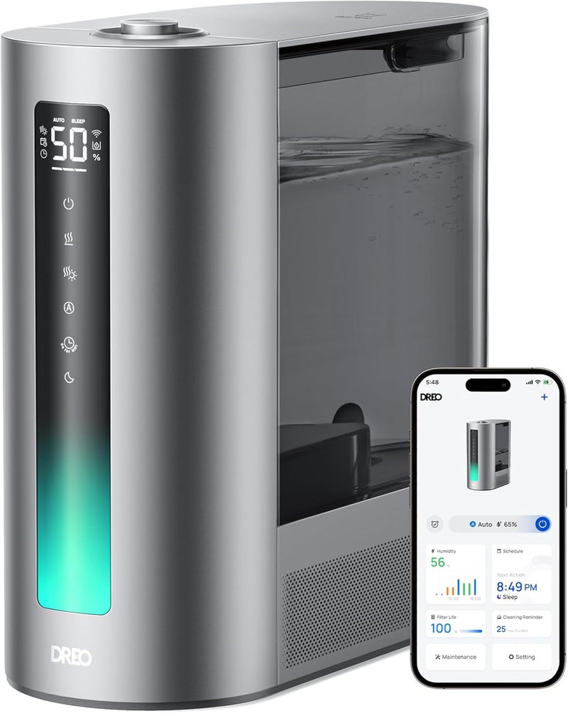 Dreo 6L Humidifiers for Bedroom, Smart Warm & Cool Mist for Large Room, 60Hr Quiet Runtime for Baby, Plant, Humidity Sensor, Indicator Light, 12H Timer, Google/Alexa, HM713S - Image 1